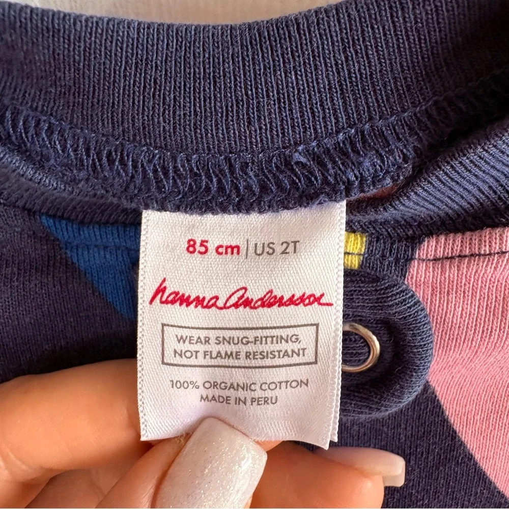 Hanna Andersson Baby Zip Sleeper One Piece Organic Cotton Dark Blue Heart 2T - Picture 4 of 5